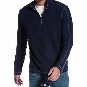 NWT ROBERT GRAHAM  2XL XXL quarter zip soft pullover men's navy designer sweater